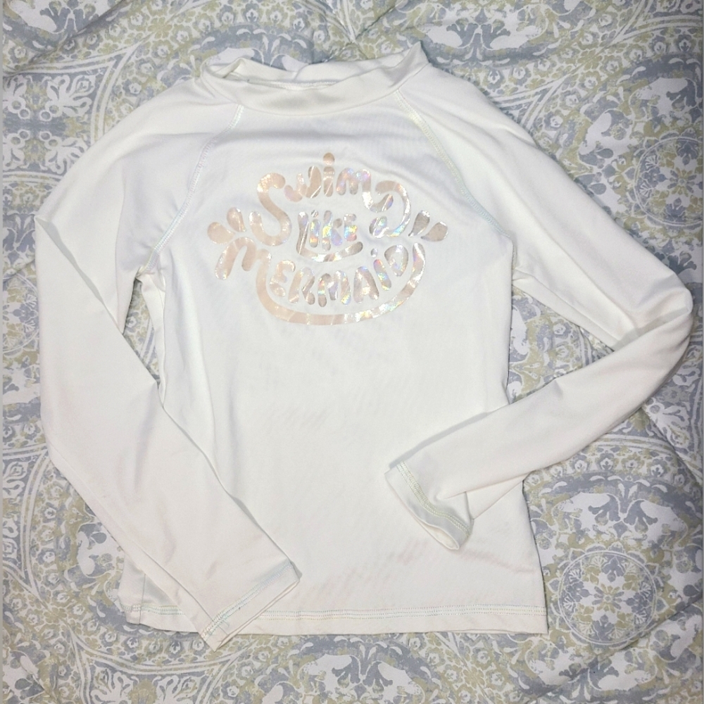 Girls' Cat & Jack Long Sleeve Rash Guard Swim Top